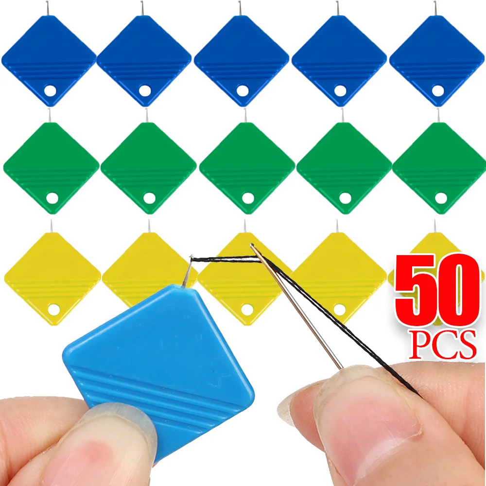 50-10PCS Plastic Square Needle Threader With Hook Portable Needle Reader Elderly Fast Lead Needle Threader Home Diy Sewing Tools