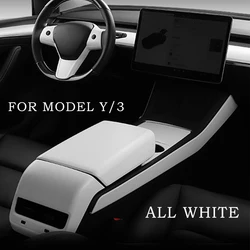 For Tesla Model Y/3 Interior Armrest Box Steering Wheel Trim Strip Air Outlet Drainage Cup Modification Instrument Panel White