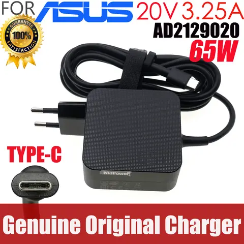 Orginal AD2129020 For Asus 20V 3.25A 65W USB-C 5V 3A 9V 3A 15V 3A  type C Laptop AC Adapter Charger zenbook3 B9440U W19-065N2B