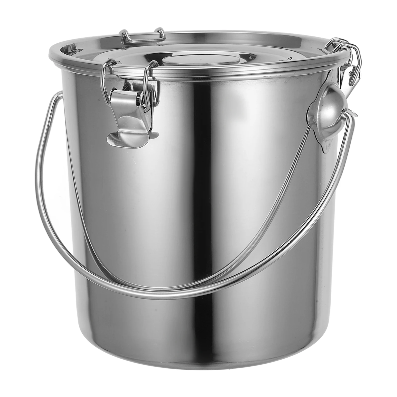 

Milk Sealed Pail Grease Storage Bucket Stainless Steel With Lid Container Oil Silver for Kitchen