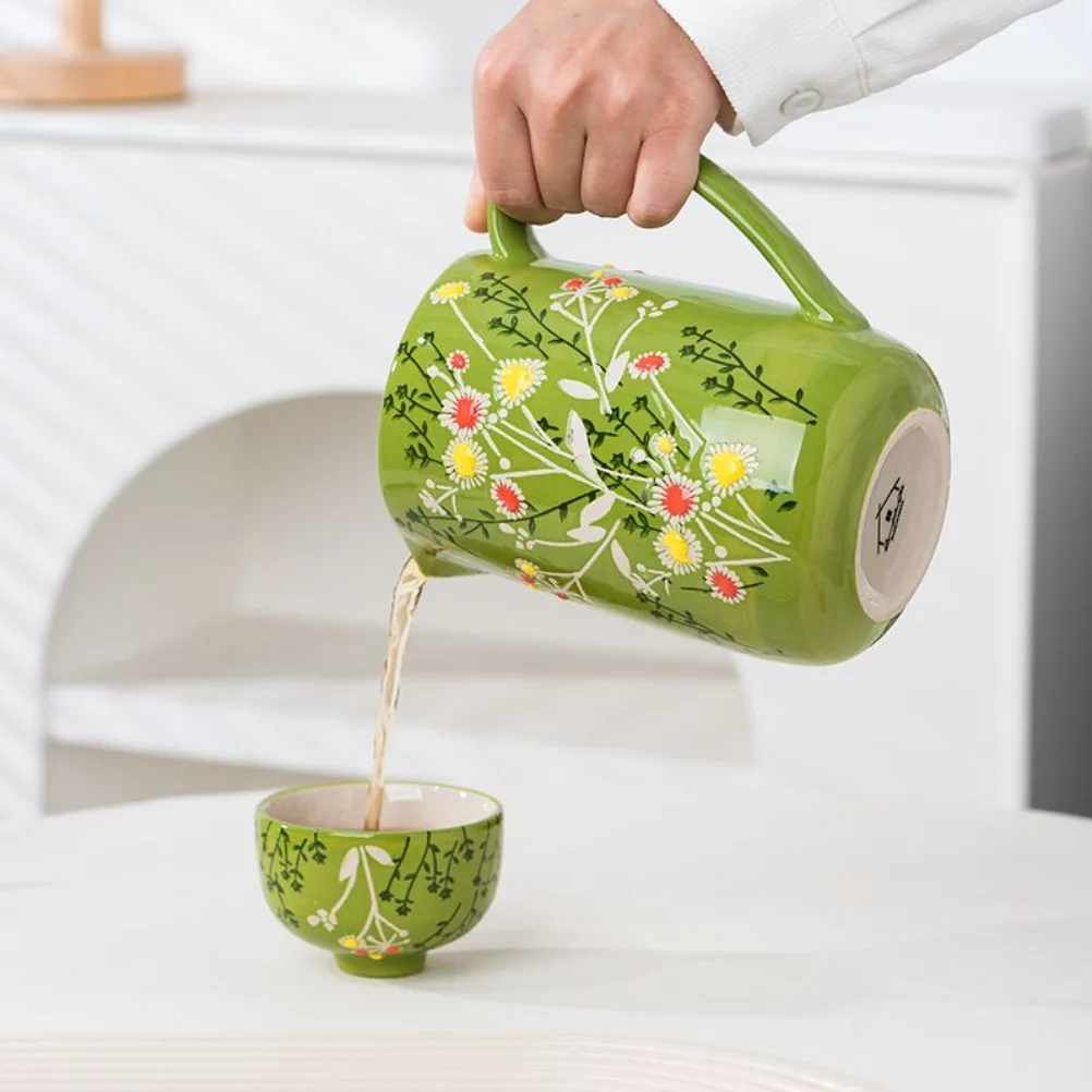American Relief Hand-painted Kettle 800ml Ceramic Teapot with Lid and Cup Office Household Hot Water Cold Water Kettle Gifts