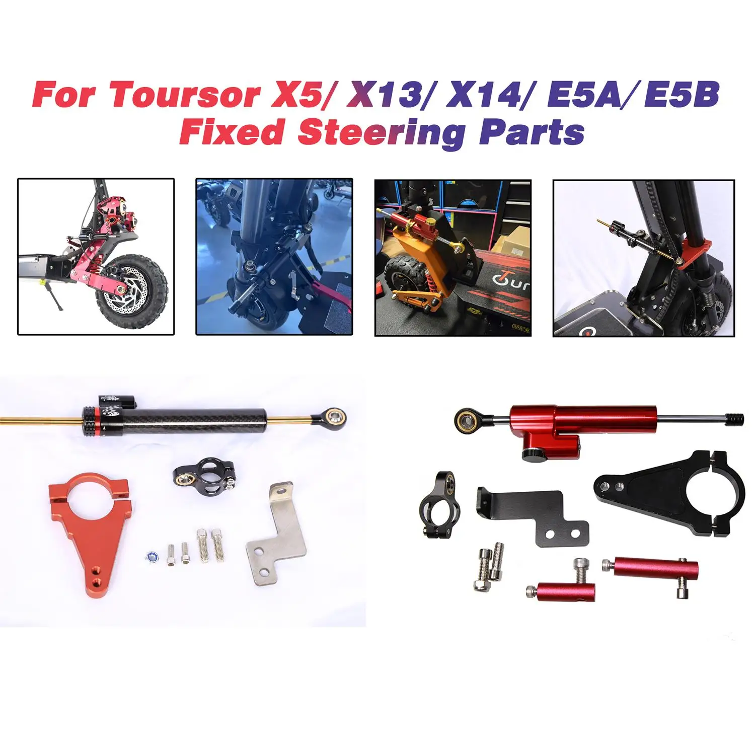 

CNC Carbon Fiber Stabilizer Steering Damper Adjustable Electric Scooter Steering Damper Bracket Support Kit For X5