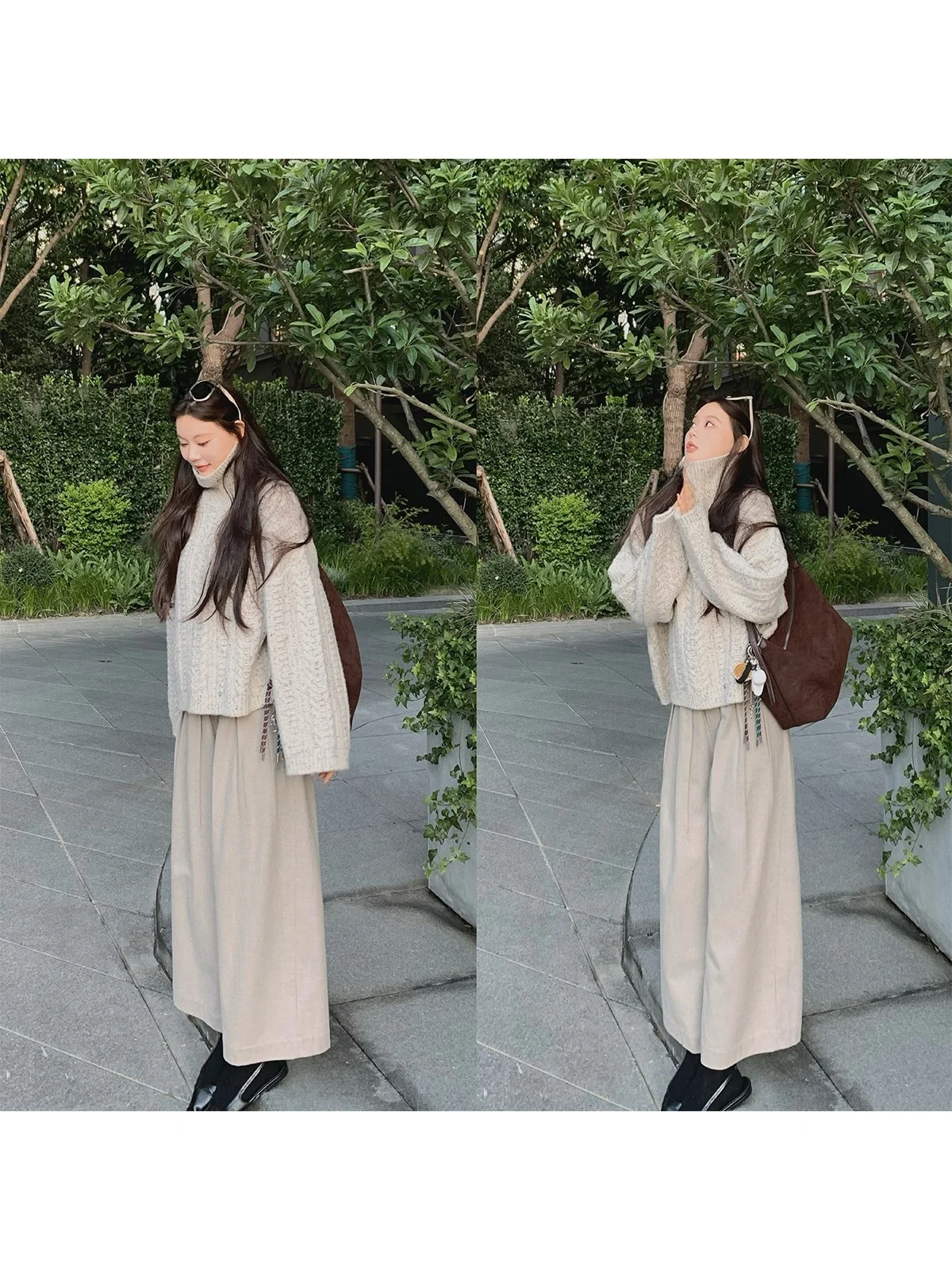 

Женские широкие брюки Seeyouiceland из овечьей шерсти с эластичным поясом, удобные повседневные брюки для женщин