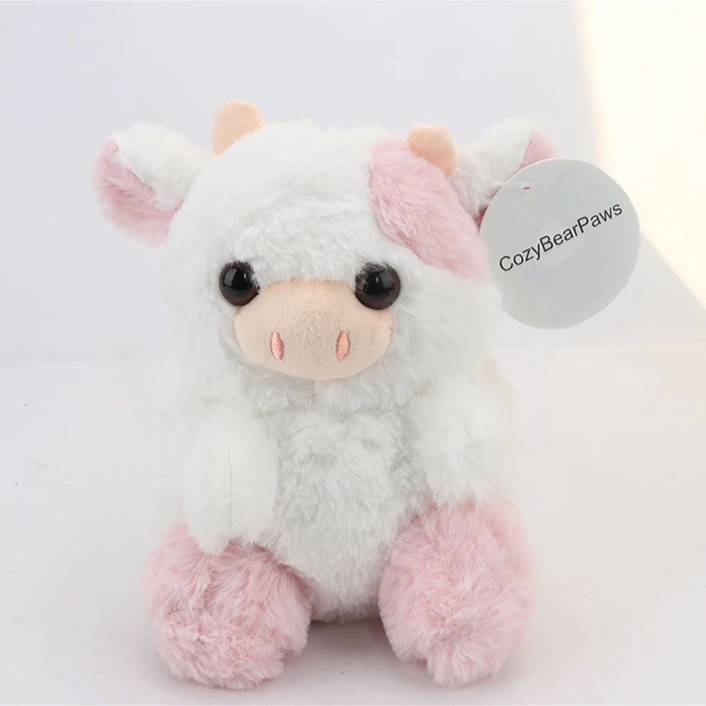 CozyBearPaws Kawaii Strawberry Cow Soft Stuffed Plushie Doll 20cm/7.87in Animal Cow Plushie Doll For Kids Fans Collection