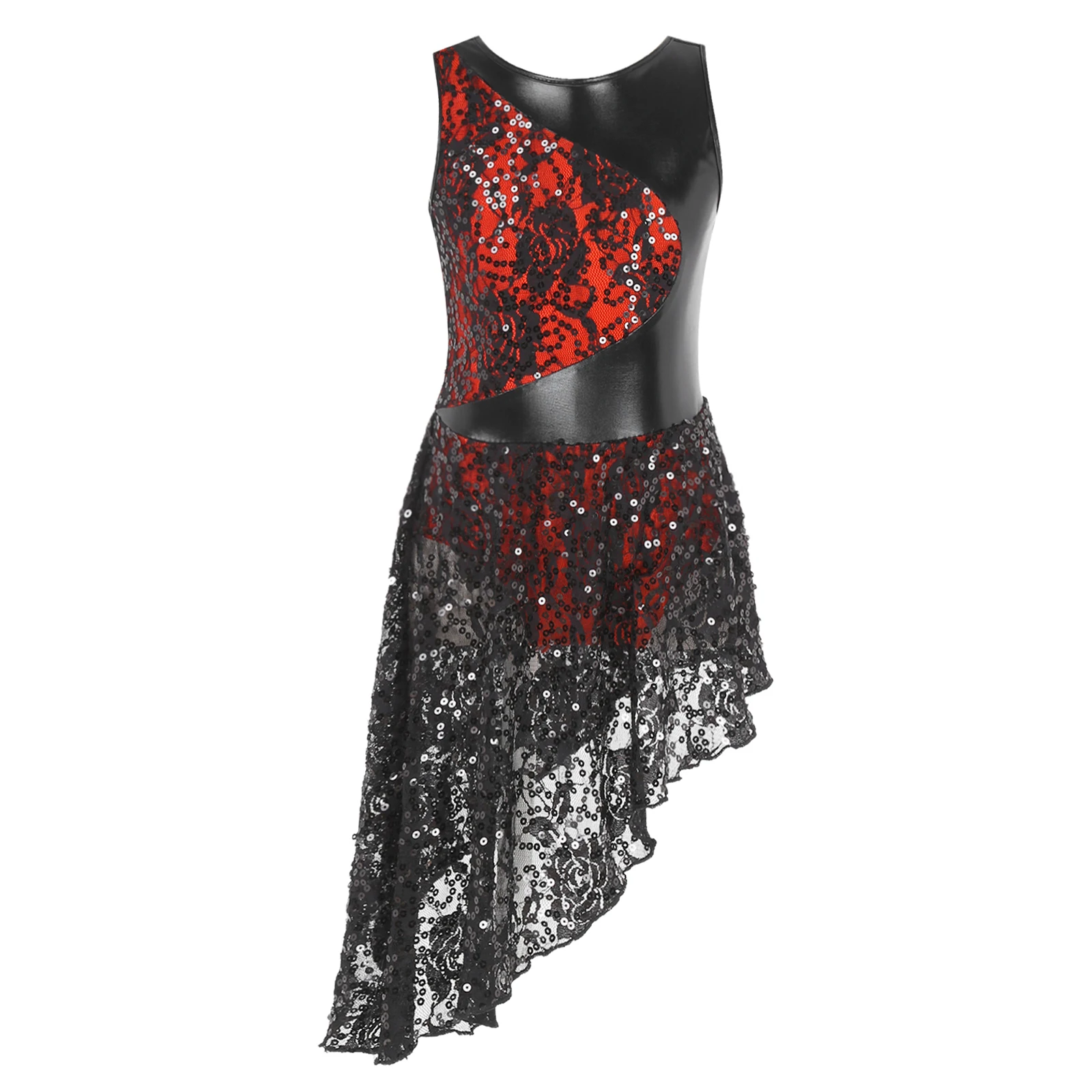 Robe de brevLyrique de Ballet pour Enfant Fille, Vêtement Moderne Contemporain, Patinage Artistique, Paillettes Brillantes