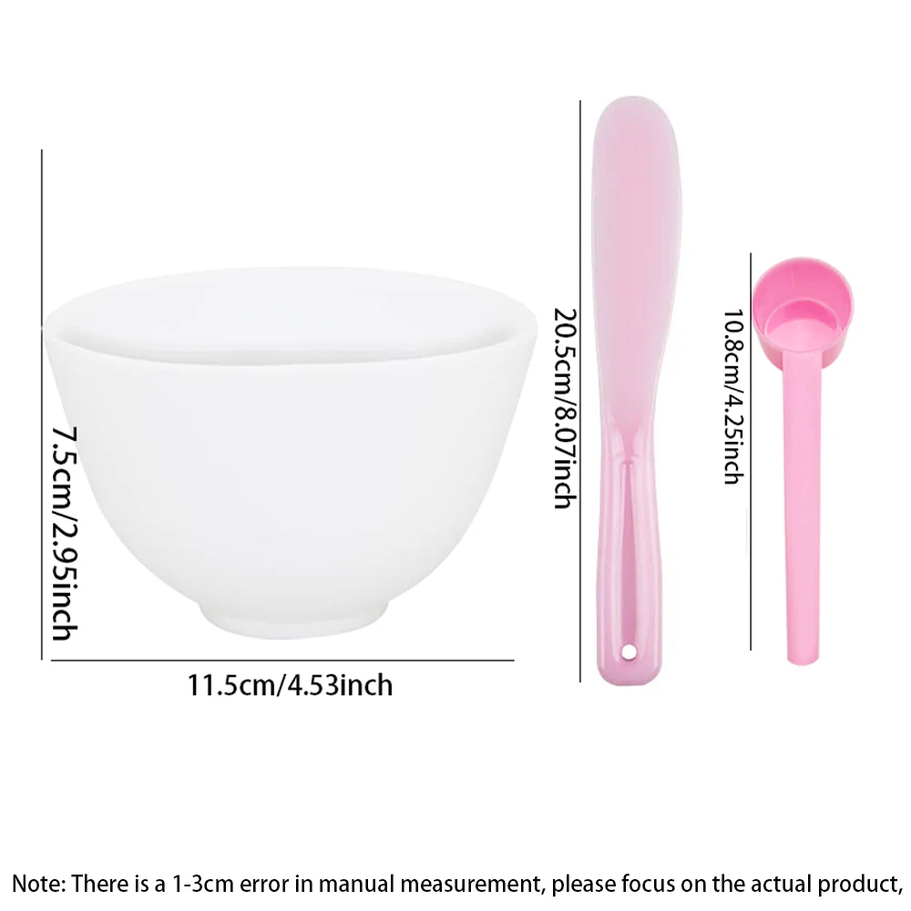 3個セット フェイスマスクミキシングボウルセット フェイスマスクスキンケアツール シリコン製DIY泥粘土フェイシャルマスクボウル 計量スプーン付き美容ツール