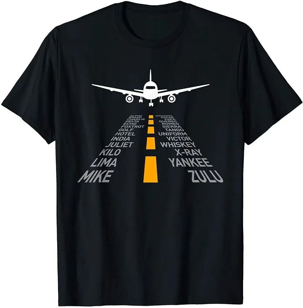 Airplane Pilot Gifts Airport Runway Phonetic Alphabet Plane T-Shirt  Tees High Quality 100%Cotton Short Sleeve