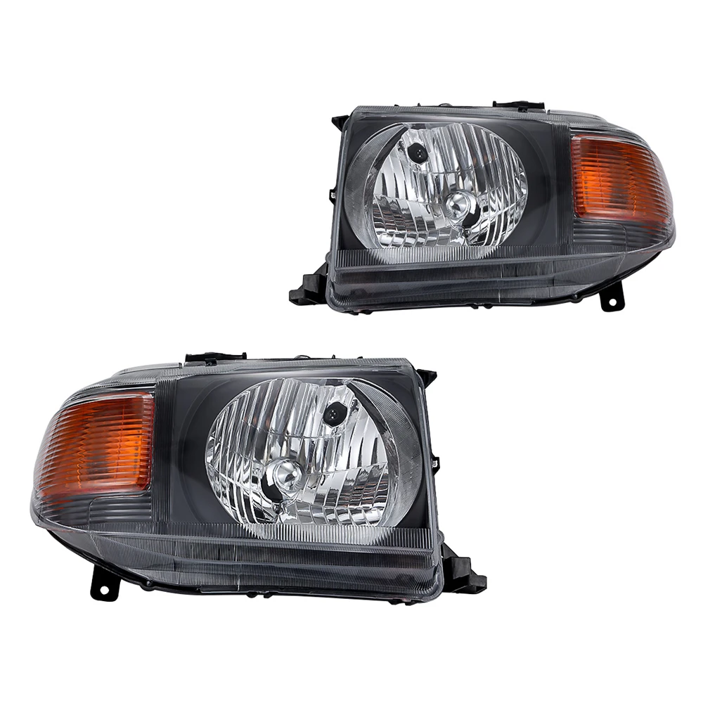 Pair LH&RH Headlights for Toyota Landcruiser VDJ70/76/78/79 Series 2007-ON Black Car Accessories