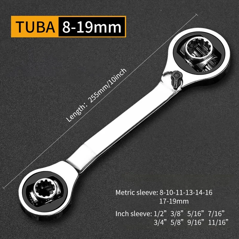 Multifunctional Ring Ratchet Wrench Tool, Universal Maintenance Tool, Rotating Hexagonal Plate