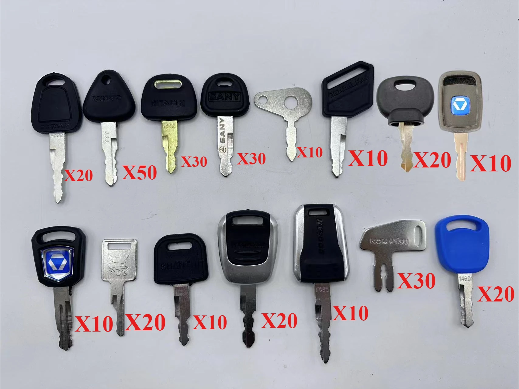 300pcs excavator keys For Bobcat XCMG Sany For Komatsu For Doosan For Komatsu For Hyundai for H800 777 key