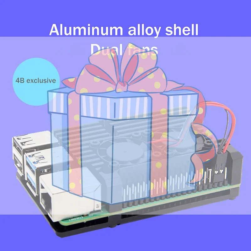 

Raspberry Pi 4 Aluminum Case With/Without Dual Cooling Fan Metal Shell Black Enclosure For RPI Raspberry Pi 4B