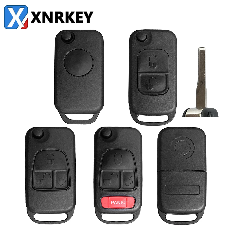 

XNRKEY Flip Folding Remote Car Key Shell Case for Mercedes Benz W168 W124 W202 W203 A C E ML C CL S SL SEL SLK E113 HU64 Blade