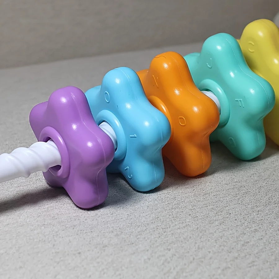 Montessori หมุน Rainbow Tower เด็กซ้อนปริศนาของเล่นความปลอดภัยและป้องกันสิ่งแวดล้อมสีของเล่นเด็ก