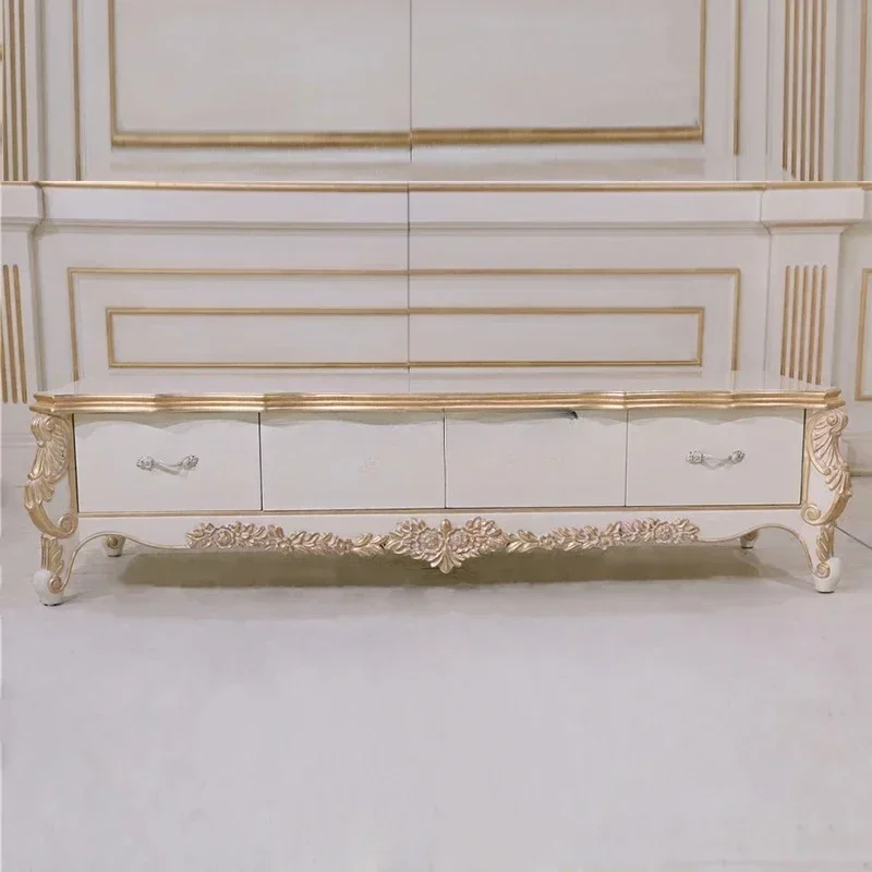 American light luxury TV cabinet European rural floor cabinet household locker integrated solid wood painted drawer cabinet6220