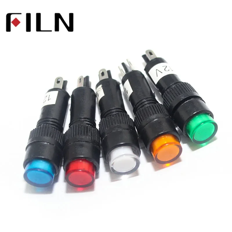 

FILN 8mm LED Pilot Light 12V Plastic Indicator for Car Boat Panel Modification, Control Panel Warning & Dashboard Signal Ligh