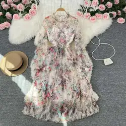 JAMERARY Fashion Runway Summer Autumn Layer Ruffles Long Sleeve Cake Prom Dress For Women Vintage Elegant Evening Vestidos