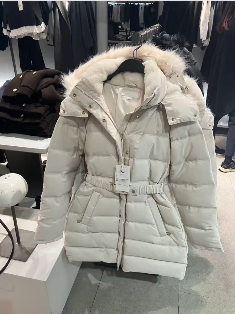 

Sweet Detachable Artificial Fur Effect Warm Hooded down Jaet Women's 2025 Winter New Arrival Faionable Slim Fit Long Sve