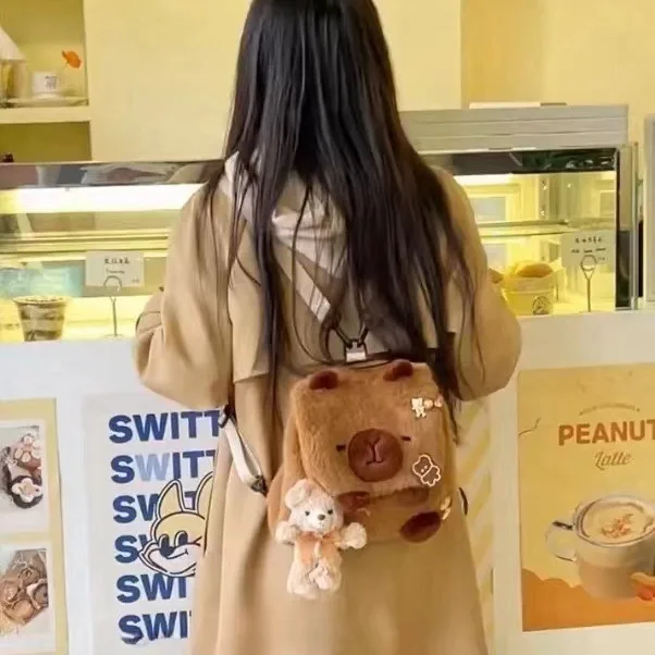 New Cute Cartoon Dolphin Hairy Mouse Backpack Plush Bag Large Capacity Student Commuter Backpack Student Backpack