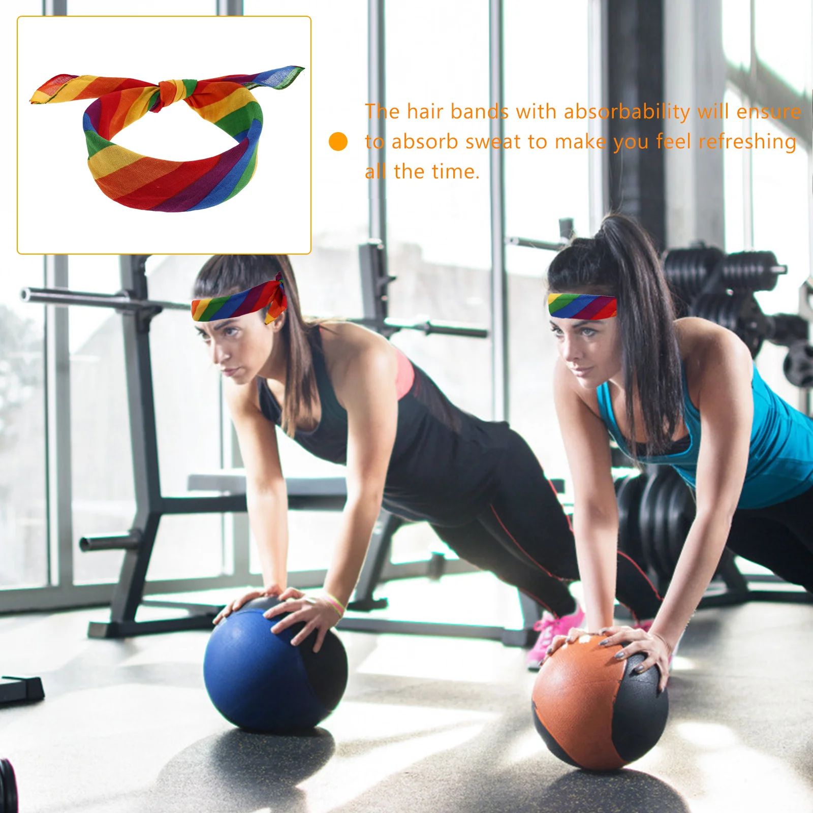 

4Pcs Sports Headbands Sweat Absorbent Elastic Bands Rainbow Color Yoga Fitness Accessories Yoga Headband