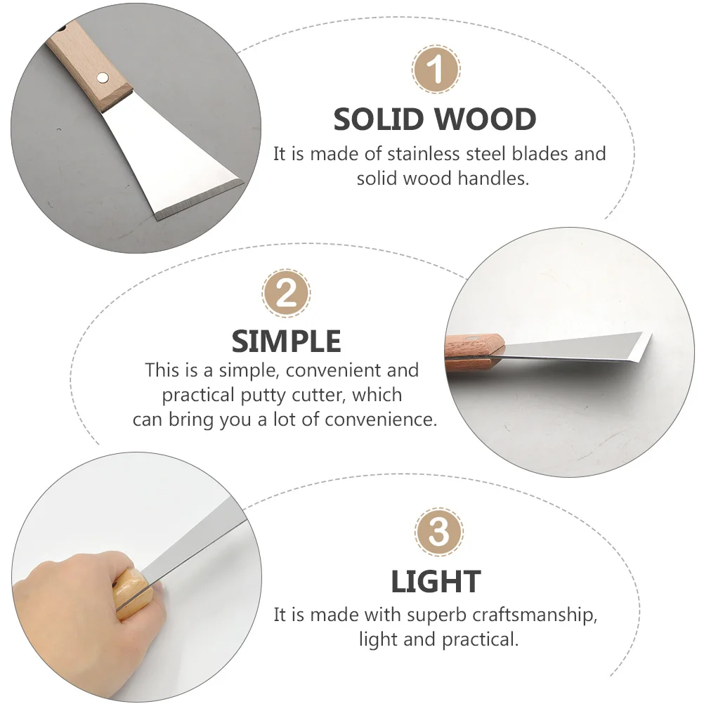 شفرة فولاذية غير قابلة للصدأ مقبض من الخشب الصلب قاطع المعجون أداة تنظيف الجدار المتينة للديكور المنزلي لوازم مصقولة للحوائط الجافة