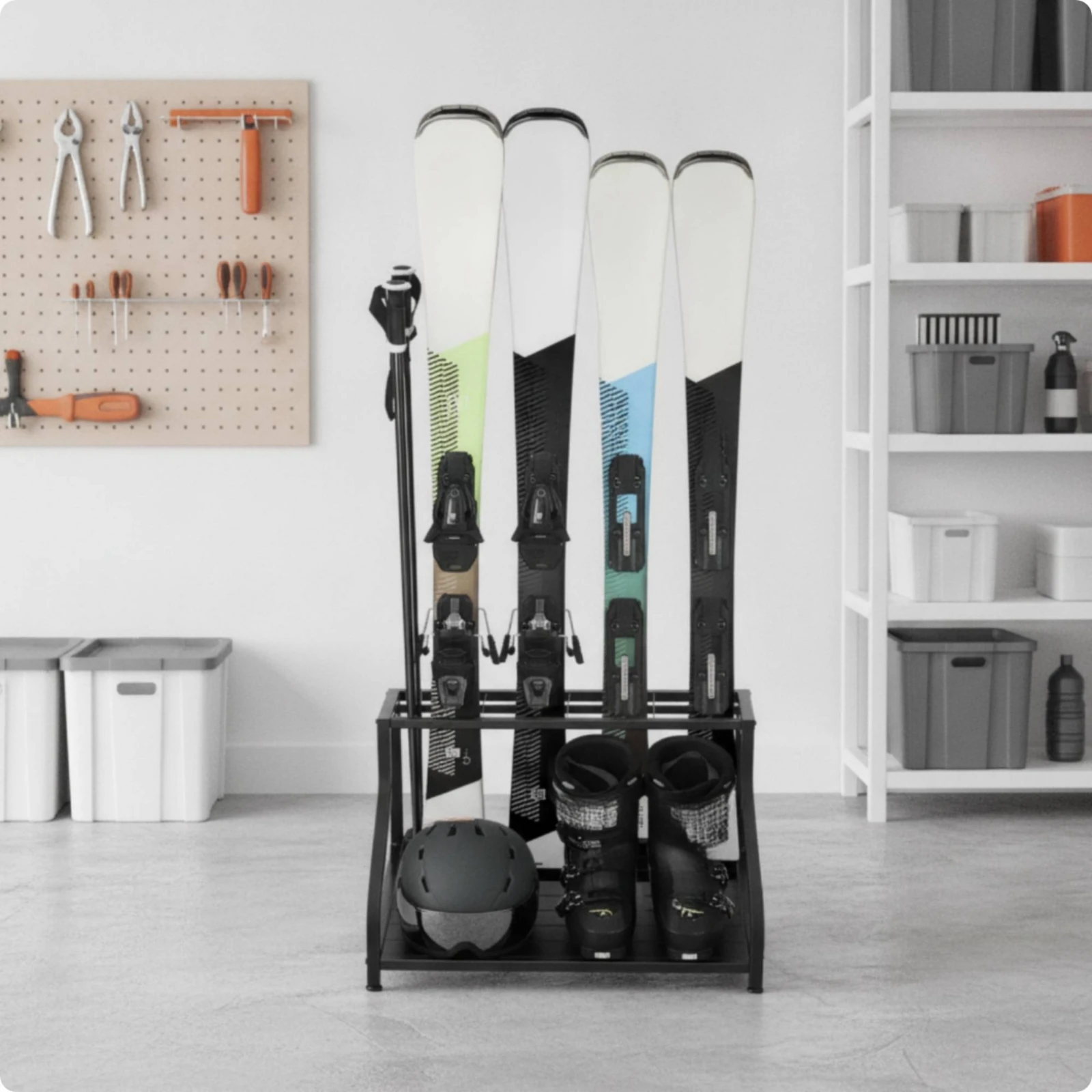 Ski Rack with Boot Storage Heavy Duty Ski Storage Rack Allall-in-One Versatile for Skiers, Garage, Basement
