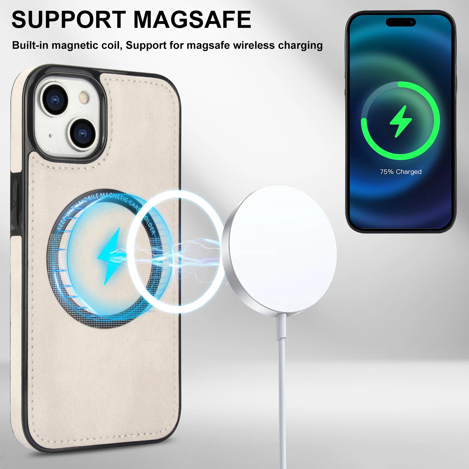 2 in 1 Detachable Magnetic Zipper Cards Solt Case For iPhone 16 Pro Max 15 Plus 14 13 12 11 SE 2024 Vertical Pocket Bag Cover