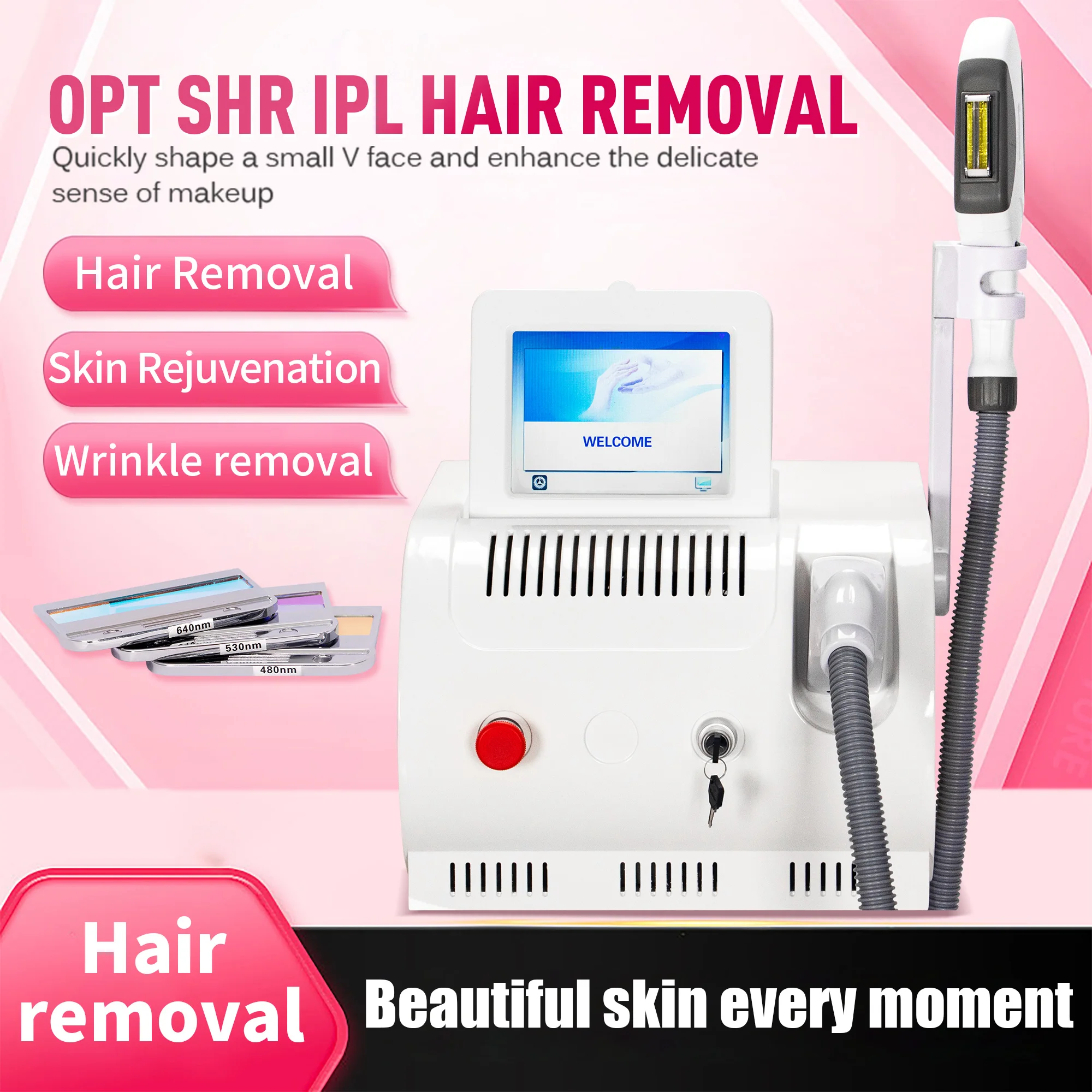 

2025 Best Hot Selling IPL Laser Hair Removal 530nm 640nm 480nm Face Lifting Skin Rejuvenation Ipl Laser Hair Removal Machine