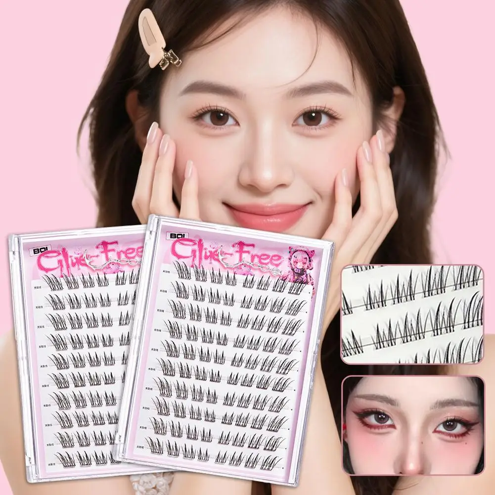 Faux cils volants obliques de style renard, avec grossissement par défaut, Type sans colle, yeux sectionnels, charme Fal Y0H4