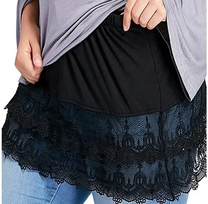 Women's Skirts Extend Lace Trim Extender Underskirt Detachable Layering Mini Skirt Fake Shirt Blouse Tail Hem Seven Sizes