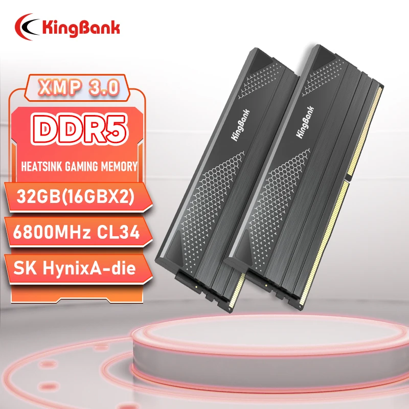 

KingBank Hynix A Die DDR5 Memory 32GB(16GBx2) / 16GB 6800MHz Black High-Speed RAM for Gaming And Computing