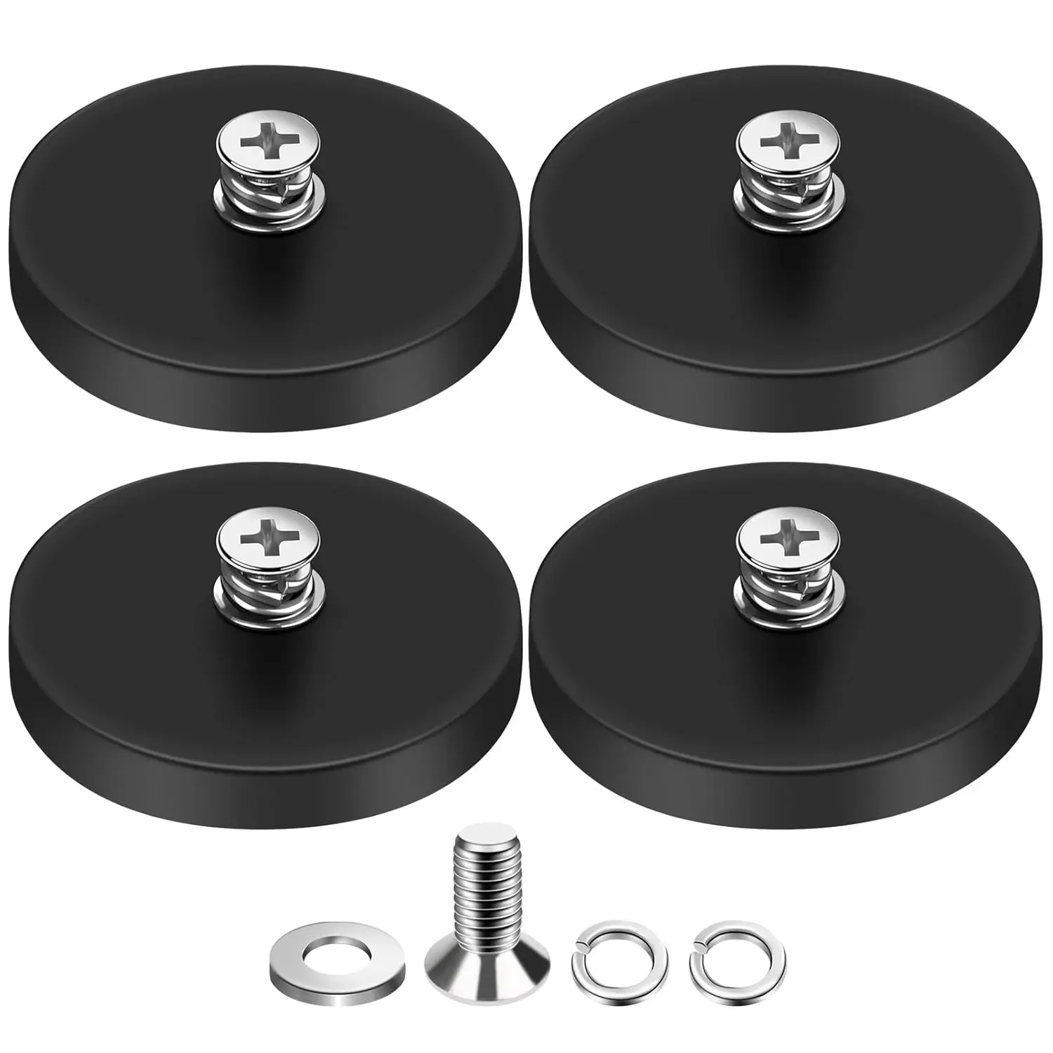 4/10 pieces of rubber coated scratch resistant 30LBS neodymium magnet with M5 threaded stud for strong magnetism
