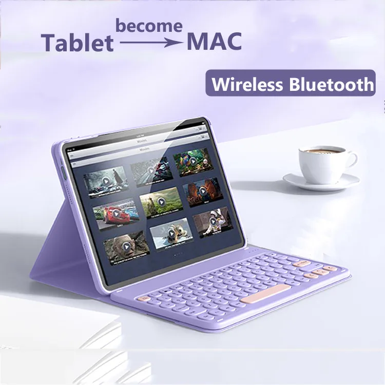 

Чехол-клавиатура с Bluetooth-трекпадом и подставкой для планшетов Vivo Pad5e 12.1 дюйма, 2025 SE 12.3 дюйма, Pad5 Pro, Pad3 Pro 13 дюймов, Pad3 12.1 дюйма