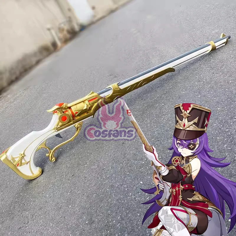 Chevreuse Genshin Impact Cosplay Chevreuse 100CM Prop armi Gun Game Cos outfit gioco di ruolo vestito da festa parrucca viola scarpa