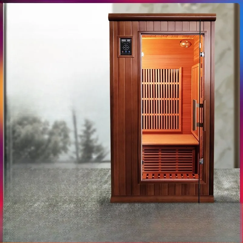 Energy light wave room household single red cedar solid wood mobile sweat steamer far physiotherapy
