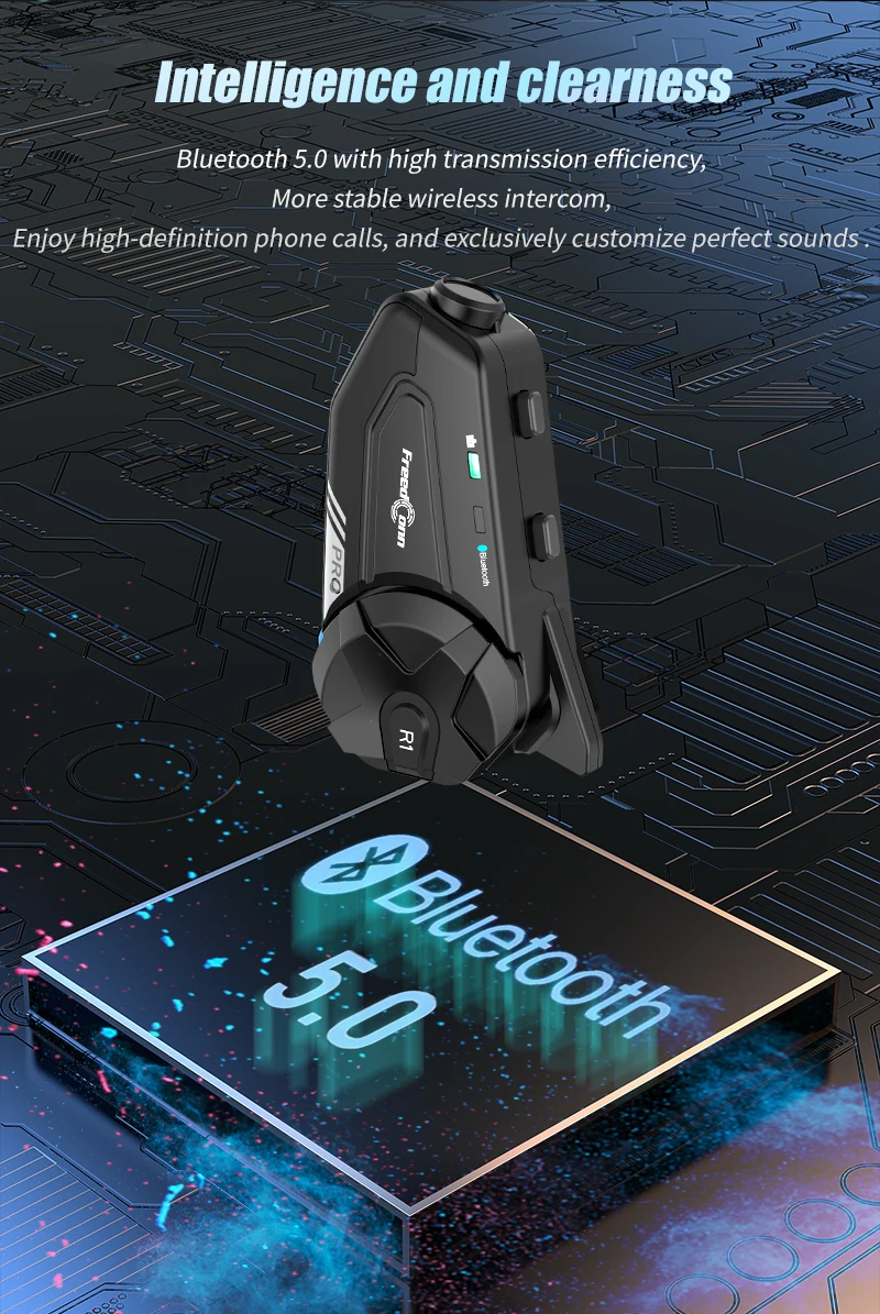 FreedConn R1 Pro 2K WIFI سماعة رأس بلوتوث إنترفون خوذة كاميرات للدراجات النارية #3