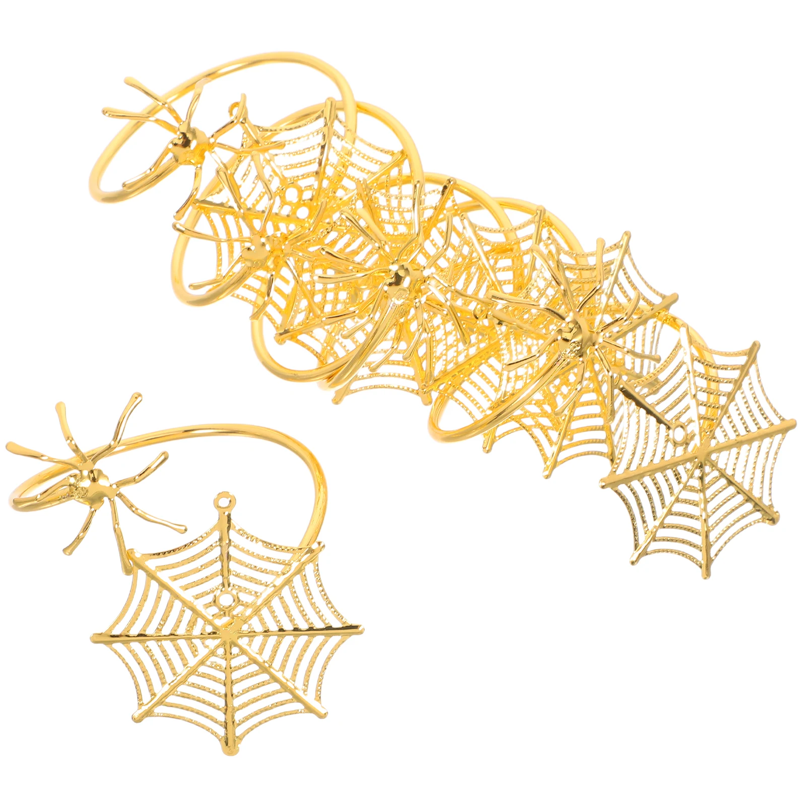 

6 шт., кольца для салфеток в виде паука на Хэллоуин, металлические держатели с пряжками для салфеток, настольные принадлежности, товары для вечеринок, кухонные аксессуары, праздничные