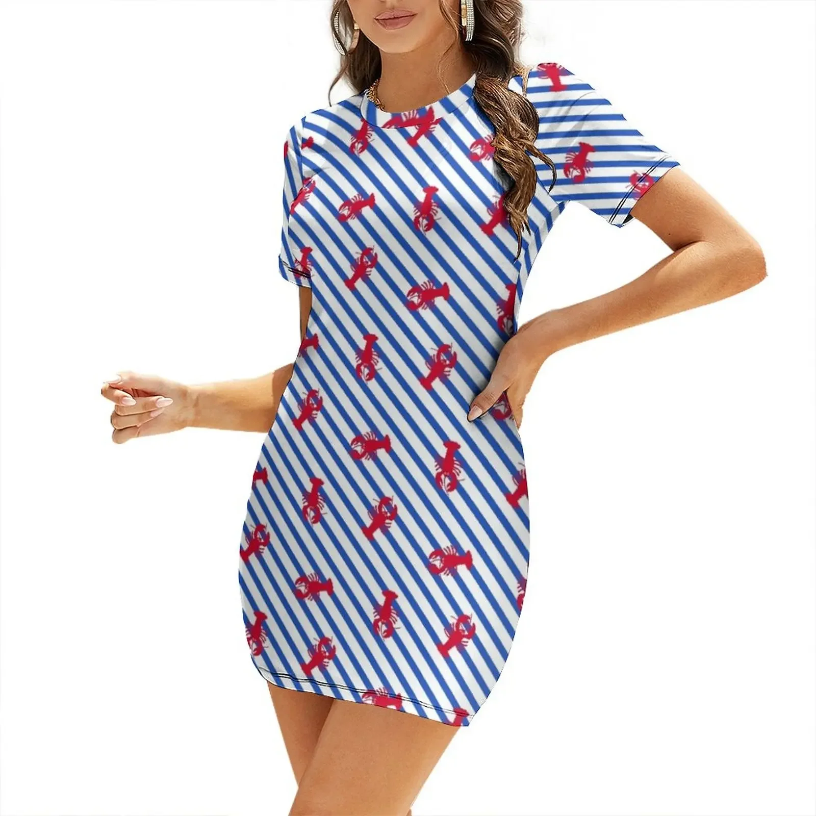 

Preppy Patriot Lobsters! Short-Sleeved Dress sexy dress women's clothing korea stylish Dresses Women's dress