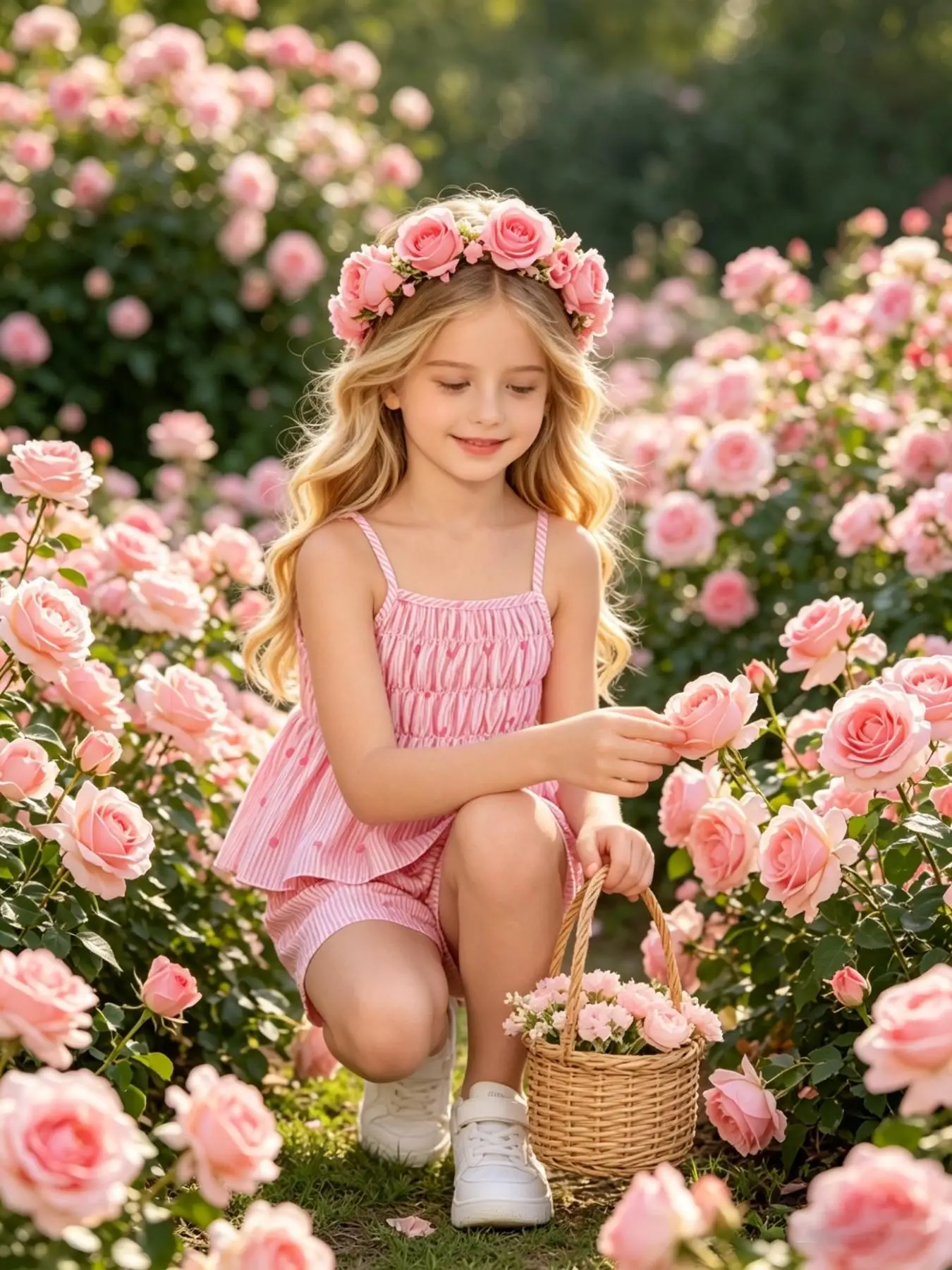 Sommerliches, lässiges Zweiteiler-Set für Mädchen: Gestreiftes und mit Herzen bedrucktes Spaghettiträger-Top + Shorts mit elastischem Bund – Ein stilvolles, lässiges Outfit – Detail 3