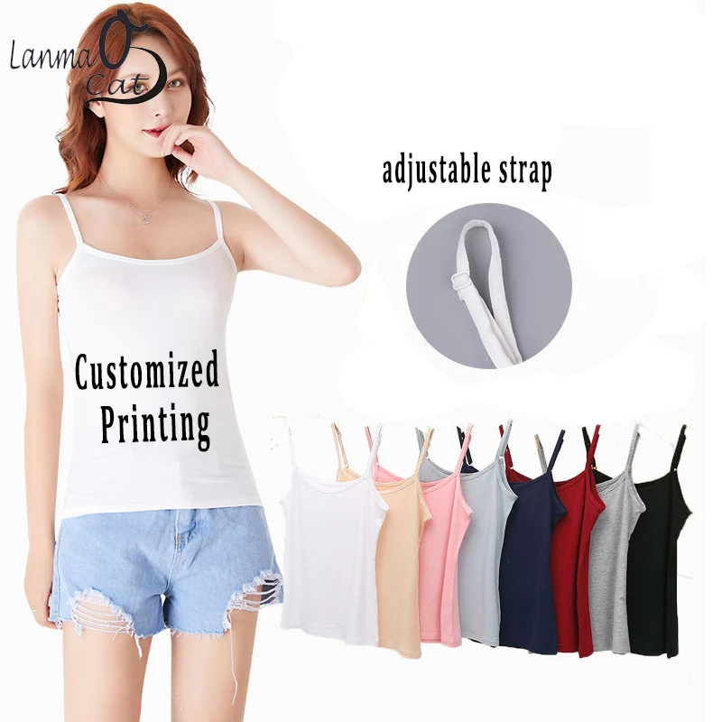 

Summer Tank Top Women Custom Printing Casual Camisoles Adjustable Strap Cropped Vest Female Camis Fashion Modal Tops