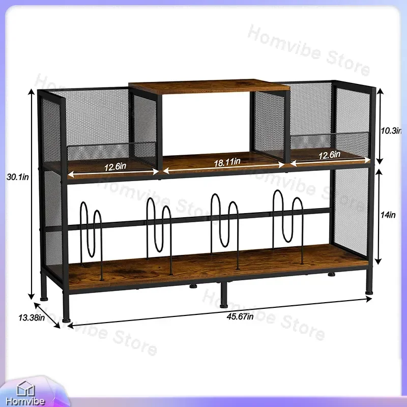 for Cross-border Floor Retro CD Vinyl Record Simple Storage Rack Iron and Wood Combined Book Display Living Room Shelf