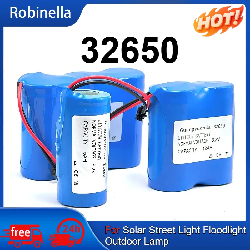 32650 3.2V LiFePO4 Battery Lithium Iron Phosphate Cell For Solar Street Light Floodlight Outdoor Lamp