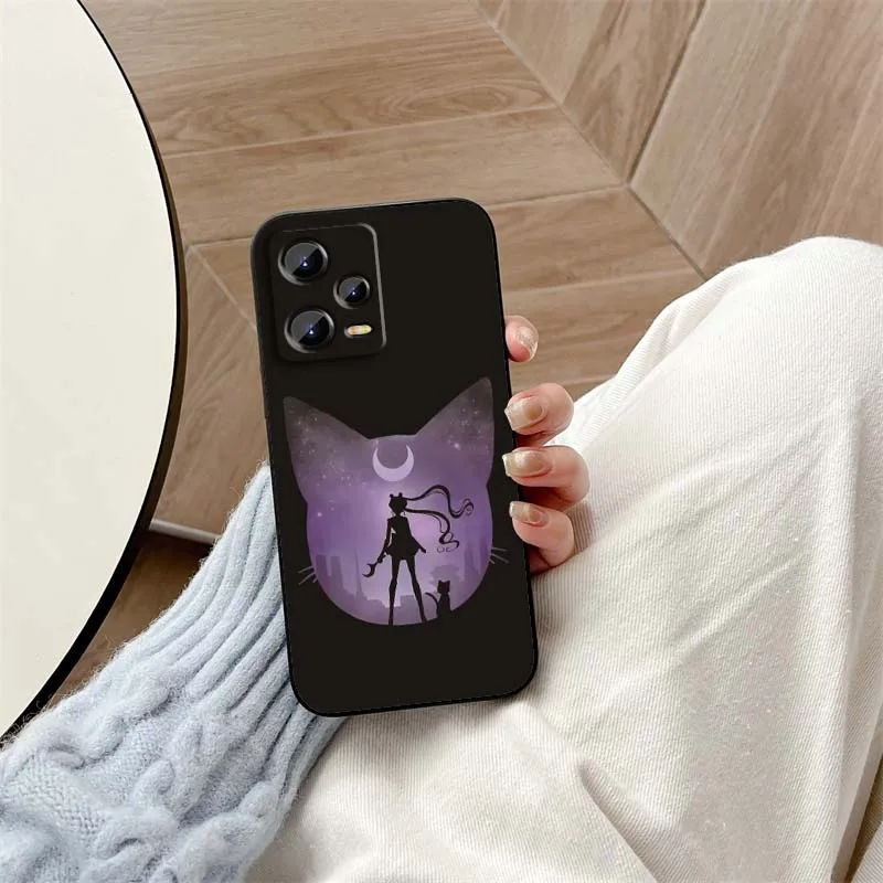 أنيمي S-Sailors M-Moons Art جراب هاتف ل Xiaomi Redmi ملاحظة 14 13 12 12S 11E 11 11S 11T Pro Plus 4G 5G أسود لينة غطاء من البولي يوريثان الحراري #2