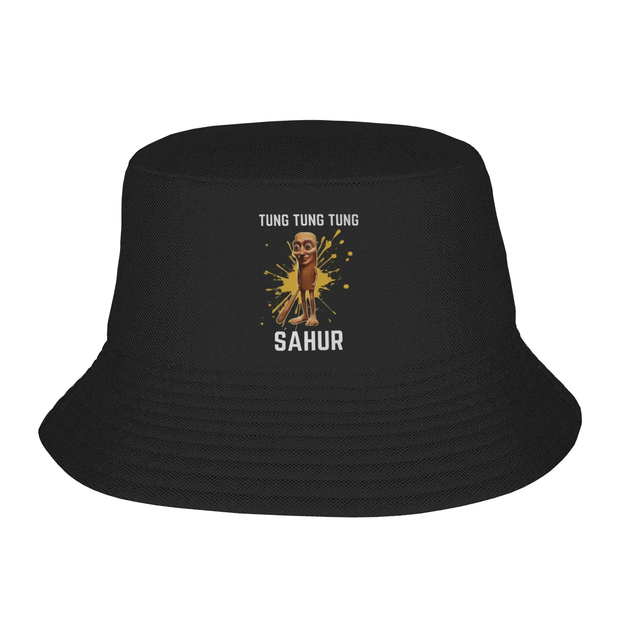 Tung Tung Tung Sahur Bucket Hat for Men Women Vocation Italian Brainrot Meme Humor Sun Hat Harajuku Foldable for Fishing Hat Bob