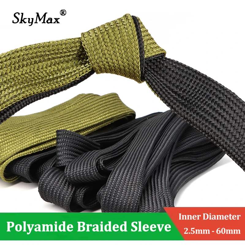 

2-10m Polyamide Braided Cable Sleeve 2.5 ~ 60mm Expandable Wire Sheath High Density Insulated Gland Line Wrap Protect Sleeving