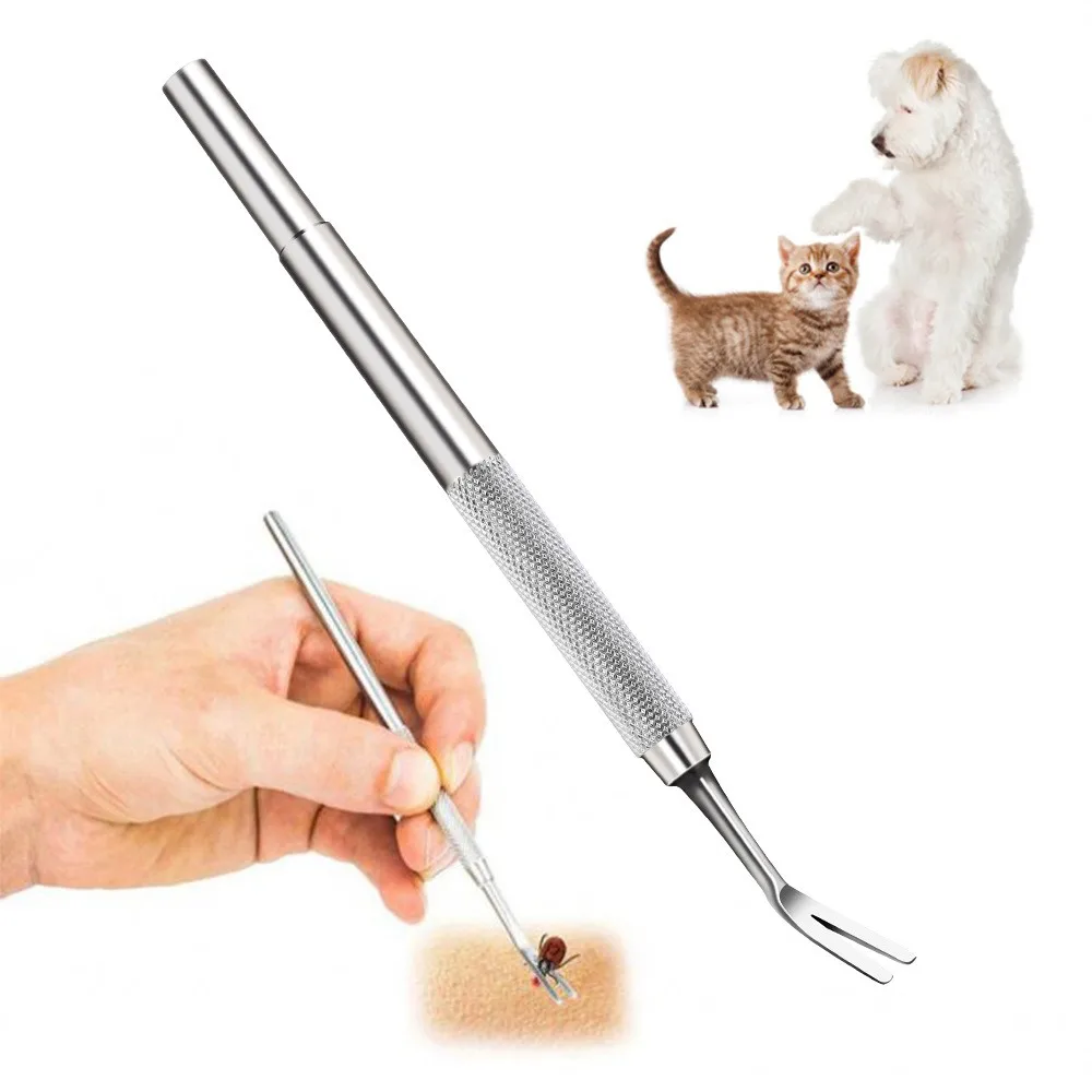 Dog Cat Parasite Remover Tool, Stainless Steel Flea Fork & Tick Remover, Lightweight Hand Tool Suitable for Home Outdoor Use