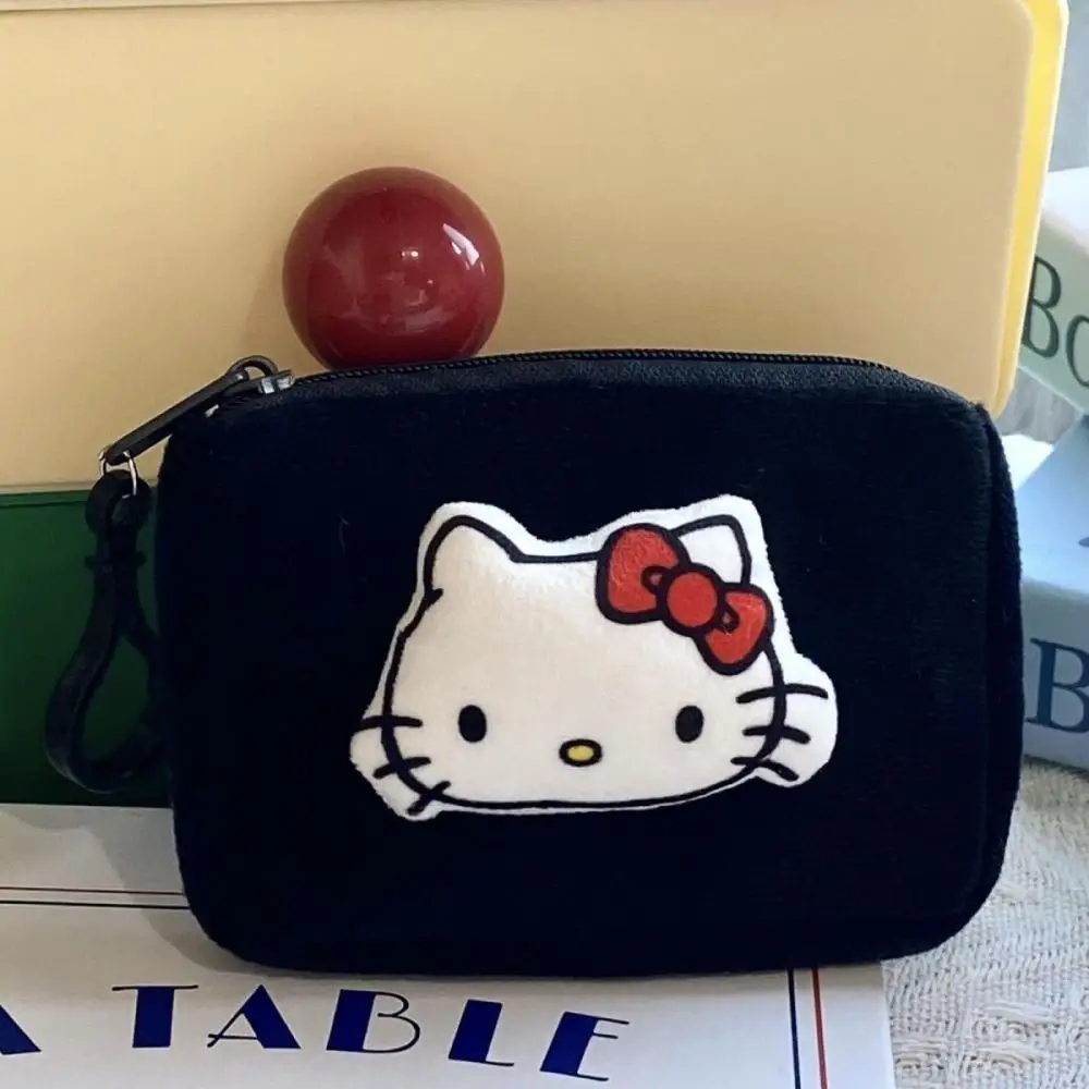 Sanrio Anime My Melody Hello Kitty Plush Coin Purse Id Card Bag Pearl Lanyard Coin Bag Girl Heart Kawaii Birthday Gift