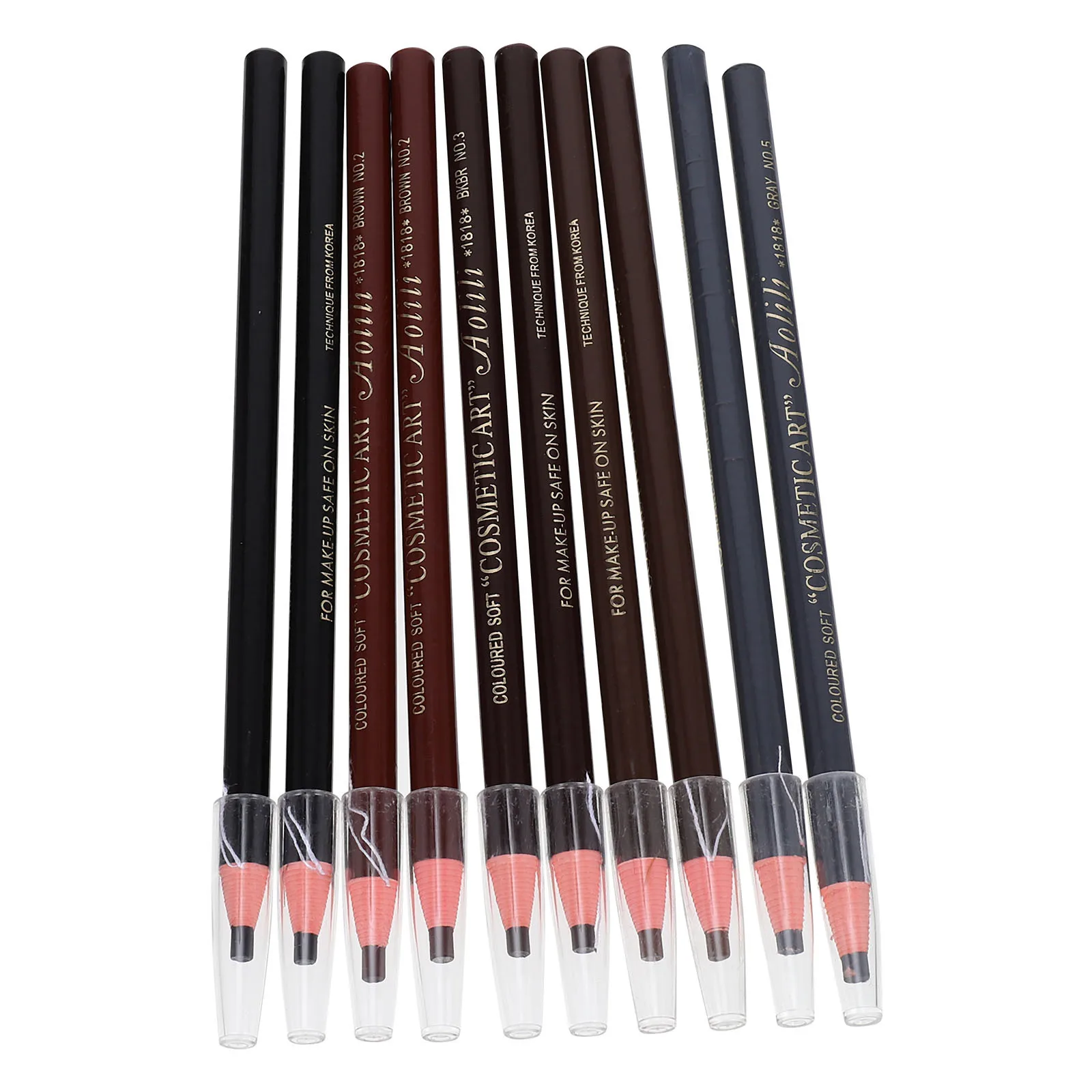 10 stuks waterdichte treklijn wenkbrauwpotloden multi kleur mode wenkbrauw make-up draagbaar cadeau voor vrouwen natuurlijke look