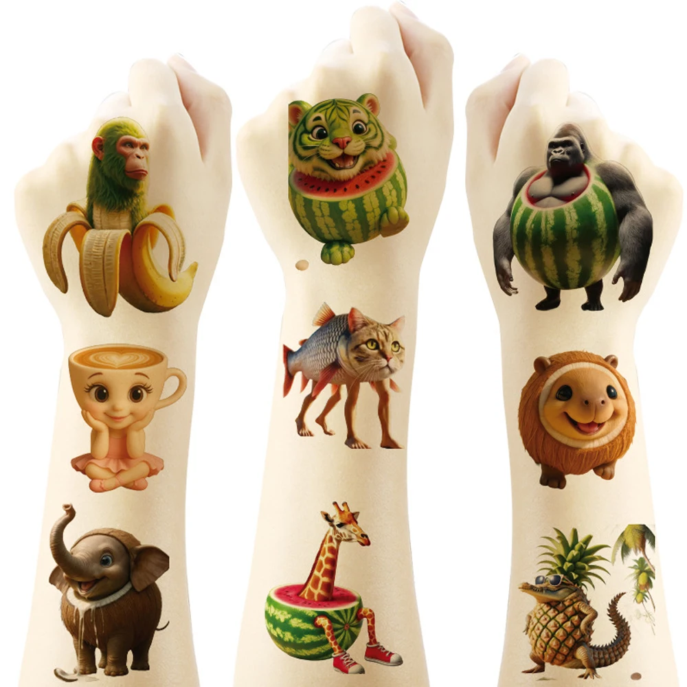 

6/3/1 шт. Tun Tung Sahur абстрактные татуировки с животными наклейки итальянский Brainrot временные водонепроницаемые татуировки наклейки игрушки для вечеринки подарок