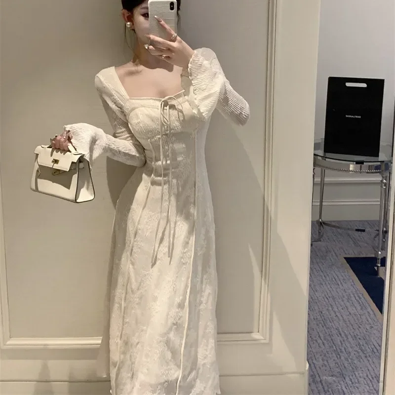 Vintage mujer moda nuevo Chic Vestido de graduación coreano elegante A-Line sólido fiesta cumpleaños ropa femenina una pieza Vestido largo