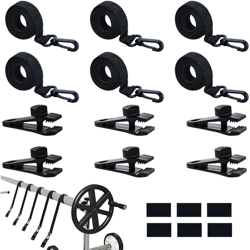 

18Pcs Upgraded Pool Solar Cover Reel Straps Pool Cover Reel Attachment Straps Pool Reel Straps Kit-A21R